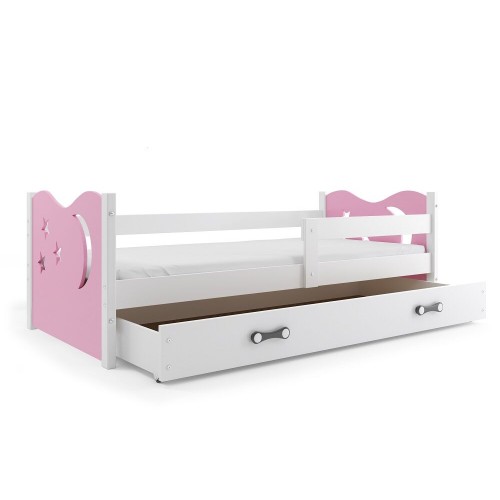 Dečiji krevet Elegant White roze 160x80 cm sa fiokom i dušekom