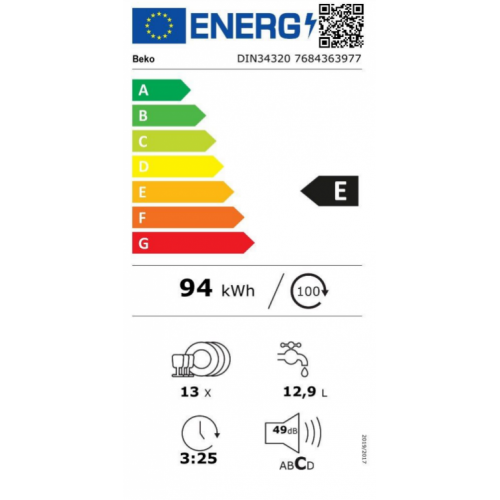 Ugradna mašina za pranje sudova Beko DIN 34320