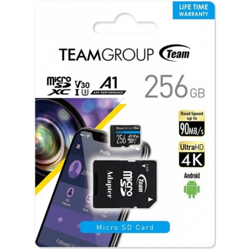TeamGroup micro SDXC 256GB UHS-I elite +SD adapter TEAUSDX256GIV30A103