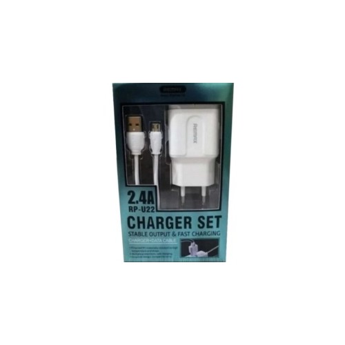 REMAX Strujni FAST punjač 2xUSB 2,4A  iphone kabl 1m beli