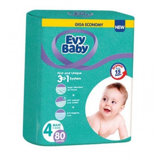 Pelene za bebe Evy baby Giant 4 Maxi 8 - 18kg, 80kom, 3u1