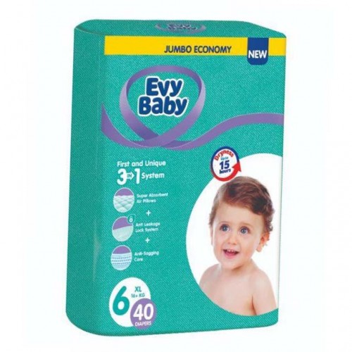 Pelene za bebe Evy baby Jumbo 6 XL 16+ kg, 40kom, 3 u 1