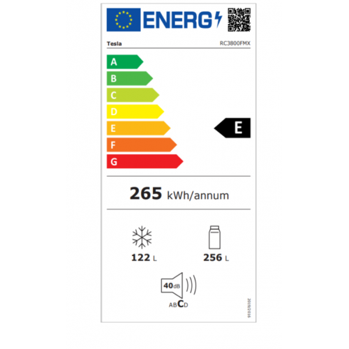 Tesla kombinovani /total no frost/F/256+122L/201,8x60x66cm/inox/Metal cooling frižider ( RC3800FMX ) 