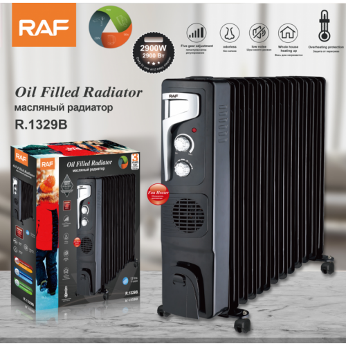 Uljni radijator sa ventilatorom 13 rebara crni 2900W RAF R.1329B 