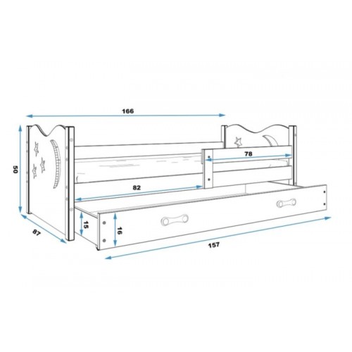 Baloo Elegant Krevet za Decu 160x80 Graphite