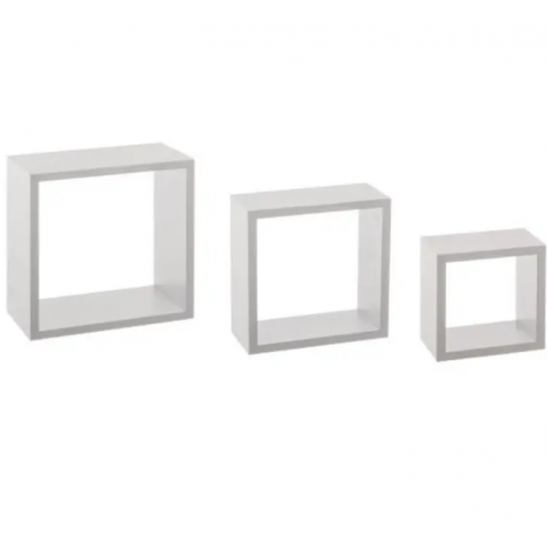 Polica zidna kocka 3 kom 15x9x15, 20x9x20, 25x9x25 mdf bela 