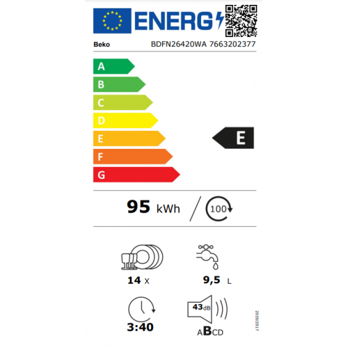 Mašina za pranje sudova Beko BDFN 26420 WA
