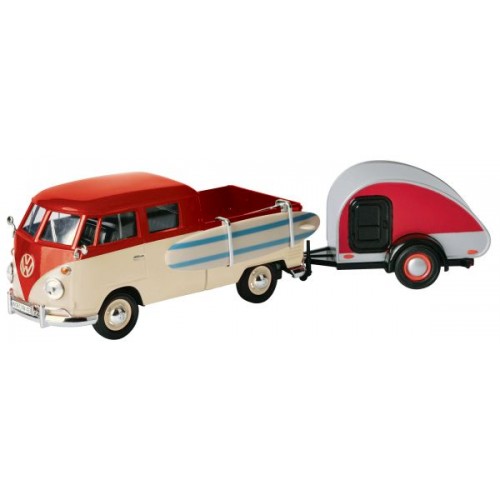 Metalni auto 1:24 volkswagen trailer surf pickup 