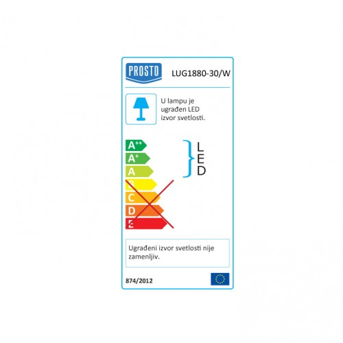 Ugradna LED lampa 30W dnevno svetlo LUG1880-30/W