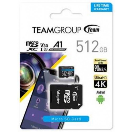 TeamGroup micro SDXC 512GB UHS-I ELITE +SD adapter TEAUSDX512GIV30A103