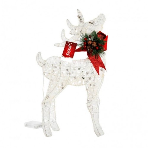 Holwy novogodišnja dekoracija jelen svetlucavi bela 51cm