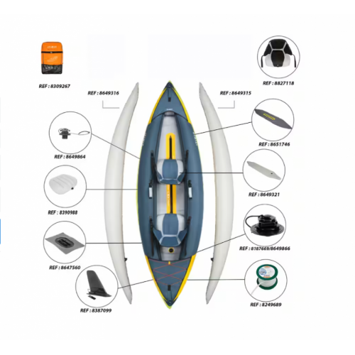 Kanu/Kajak na naduvavanje za 1/2 osobe žuto teget
