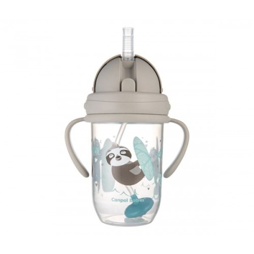 Canpol babies non-spill sportska solja sa slamcicom (teg) 270ml 56/606 exotic grey 