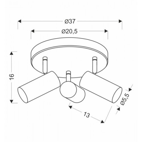 Colly Zidna Lampa Crna 3x15W GU10