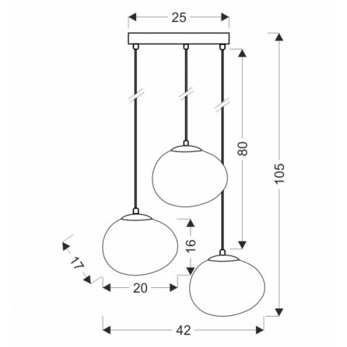 Stones Zidna Lampa 20cm 3x40W E27