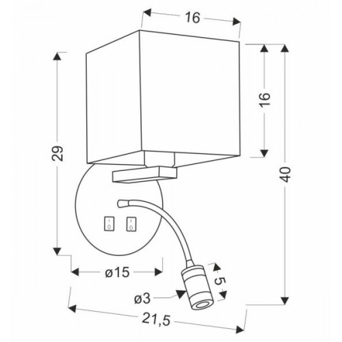 Magnum 1 Zidna Lampa 1x40W E27+3W LED