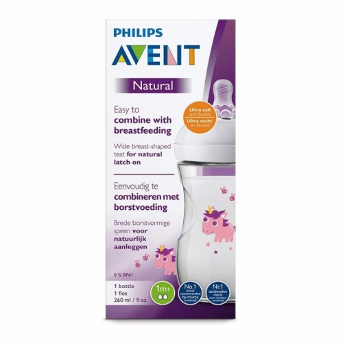 Flašica za bebe Avent natural 260ml unicorn