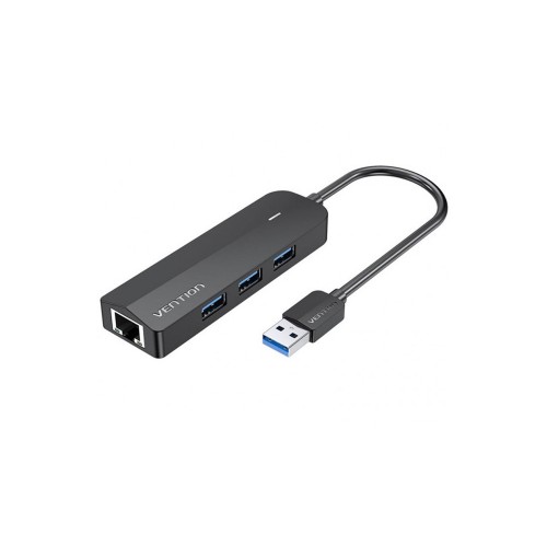USB Hub 3xUSB + Gigabit Ethernet - Crni