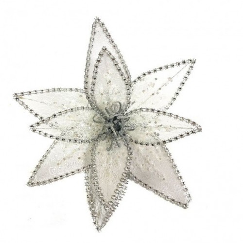 Blossom, novogodišnji cvet, srebrna, 22cm