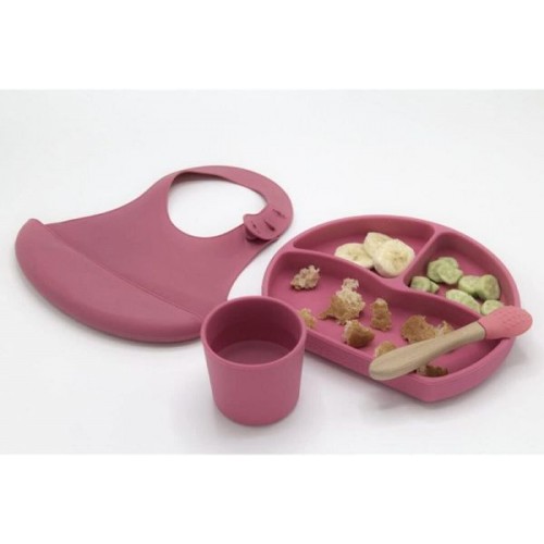 Babyjem silikonski set za hranjenje- pink
