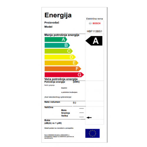 Ugradna rerna Bosch HBF113BS1 mehanička