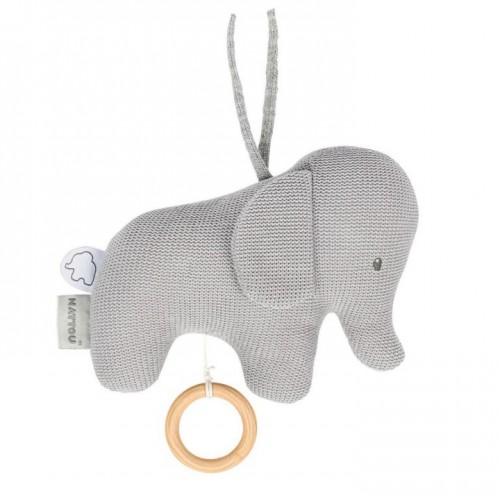 Nattou pletena muzička igračka slonče siva