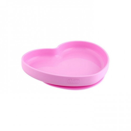 Chicco silikonski tanjir Srce roze