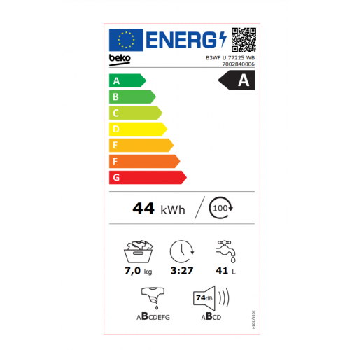 ProSmart inverter mašina za pranje veša BEKO B3WFU 77225 WB 