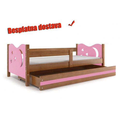 Dečiji krevet Elegant Adler roze 160x80 cm sa fiokom i dušekom