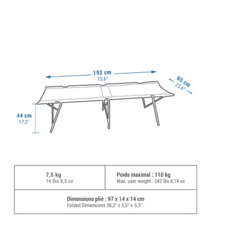 Krevet za kampovanje 65 cm za 1 osobu