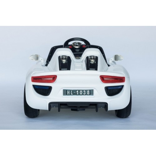 Auto za decu na akumulator Porsche  sa mekim gumama i kožnim sedištem - Beli 