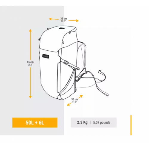 Forclaz ranac za treking muški 50+6L black