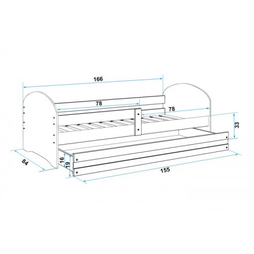 Baloo Lookie Krevet za decu 160x80 Pine Dezen 02
