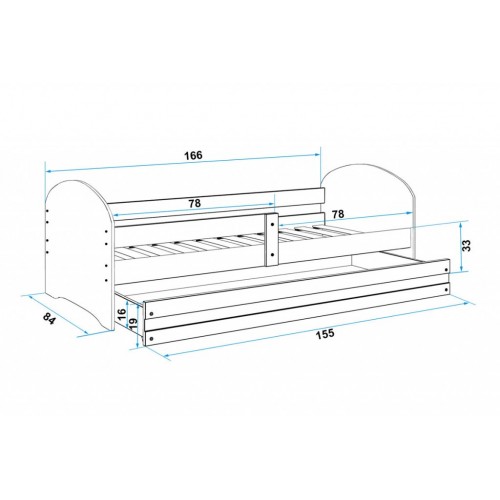 Baloo Lookie Krevet za decu 160x80 Pine Dezen 07