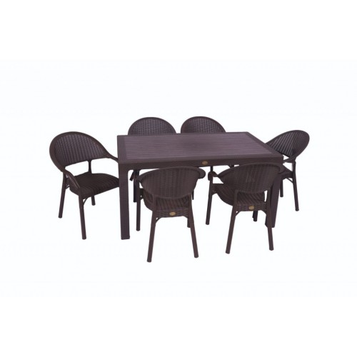 Bastenski set Bambu 6 stolice i sto 150x90 Braon 