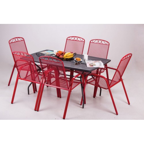Baštenska Garnitura Melfi - 6 stolica i sto crvena