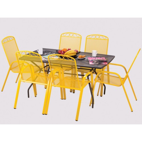 Baštenska Garnitura Melfi - 6 stolica i sto žuta