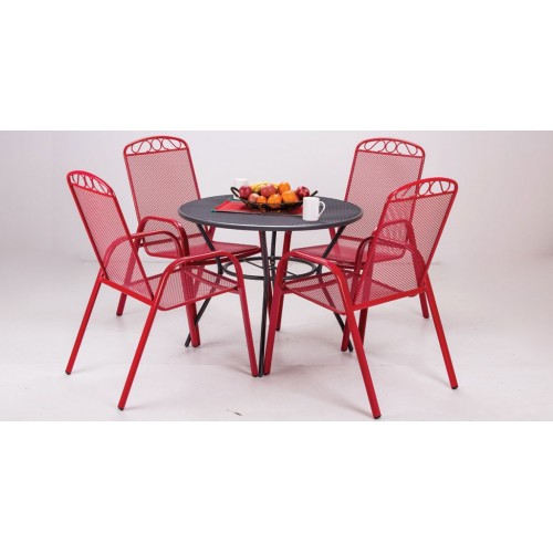 Baštenska garnitura Sunshine crvena 4 stolice i sto