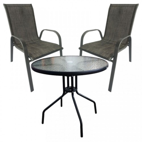 Baštenski set sto Porto fi 80cm i Dve sive stolice 