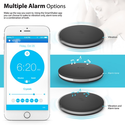 Bežični Smart budilnik iLuv Bluetooth Smart Alarm Shaker Black