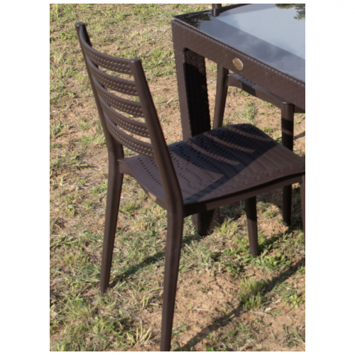 Baštenski set ZARA 4 stolice i sto sa staklom 90x90  Braon 