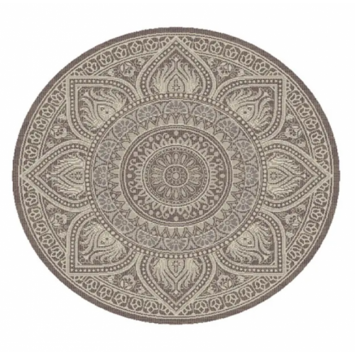 Tepih outdoor okrugli slonova kost/srebrno /taupe 160cm
