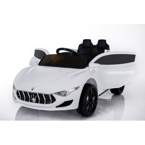 Dečiji auto na akumulator Maserati beli kožno sedište i meke gume