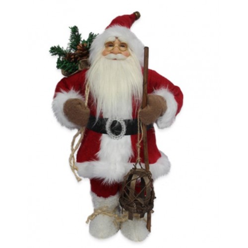 Deda Mraz sa džakom i fenjerom crveni 45cm