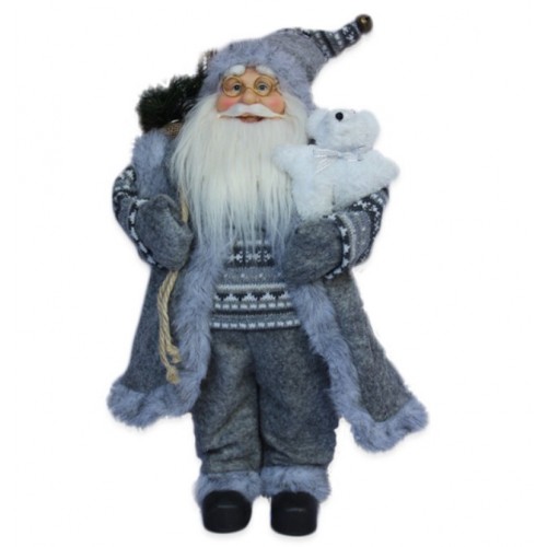 Deda Mraz sa džakom i medonjom beli 45cm