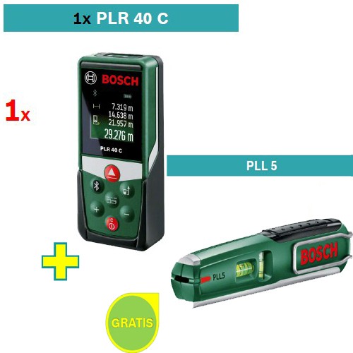 Digitalni laserski daljinomer Bosch PLR 40 C + Laserska libela sa mernom trakom PLL 5 Bosch