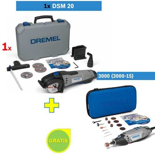 Dremel sekač DSM 20 + Višenamenski alat DREMEL 3000 sa 15 kom pribora