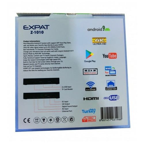 Expat DVB-EXPAT Z1010 Prijemnik IPTV, Set - Top Box, 1GB/8GB, Android 9