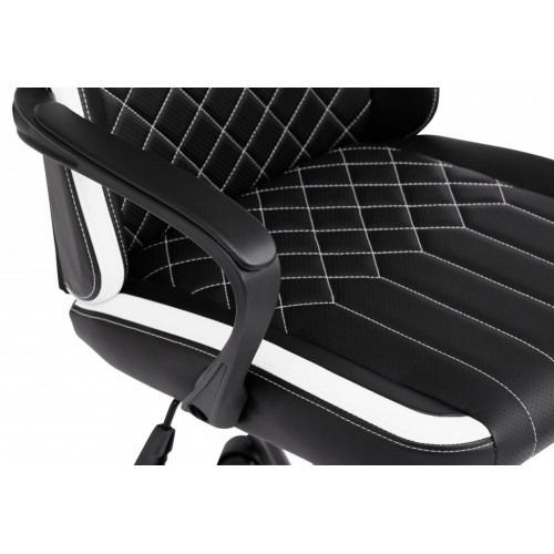 Gejmerska stolica crno bela veštačja koža