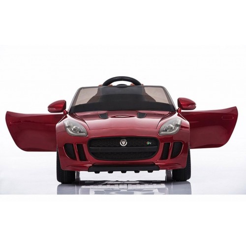 Autić na akumulator Jaguar licencirani sa kožnim sedištem i mekim gumama - Crveni
